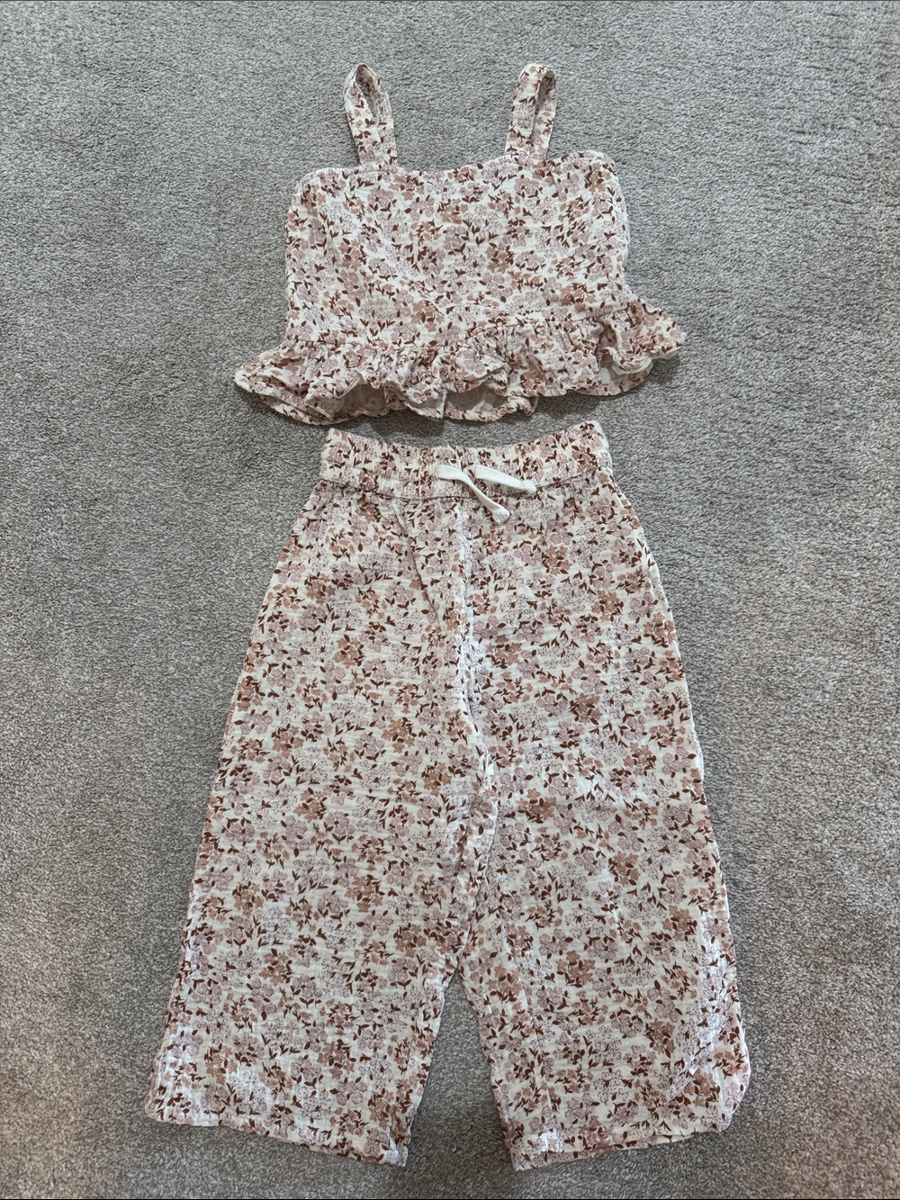 Rylee + Cru Cream Floral Top & Wide-Leg Pants